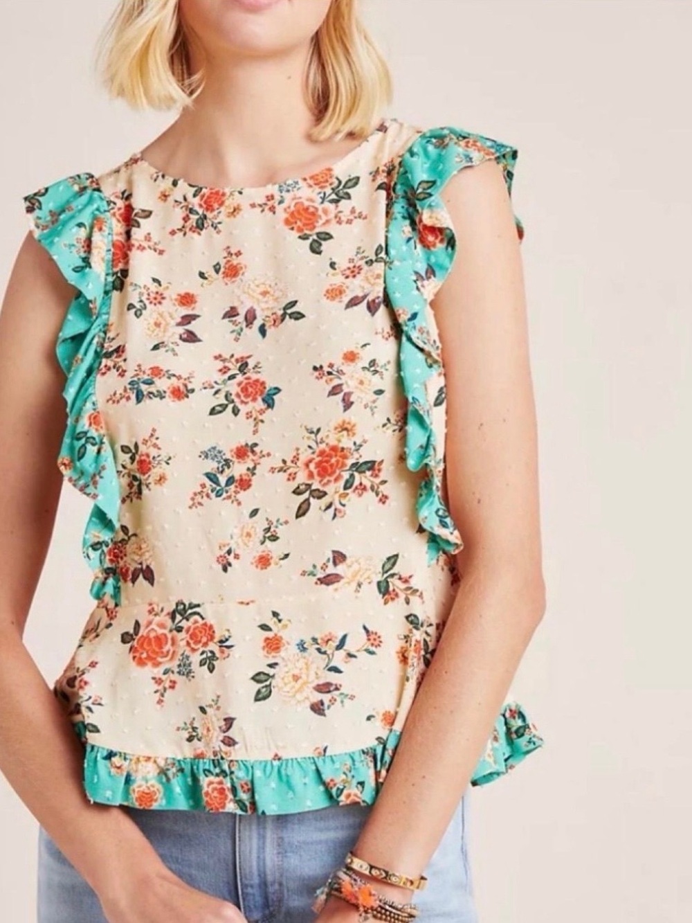 Farm Rio for Anthropologie Maggie Ruffled Blouse